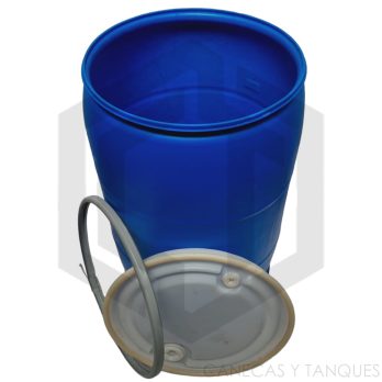 Caneca Plástica 55 Galones (208 Litros) Recta Con Tapa Y Aro